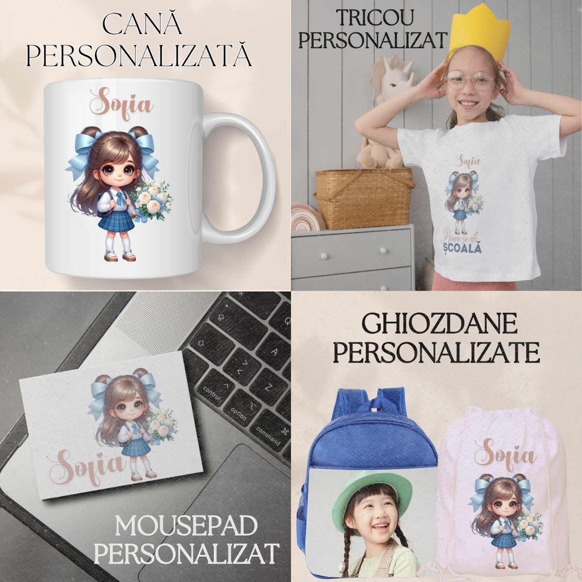 Set promotional Back to school prima zi de gradinita scoala din bumbac  fotbal ABS342