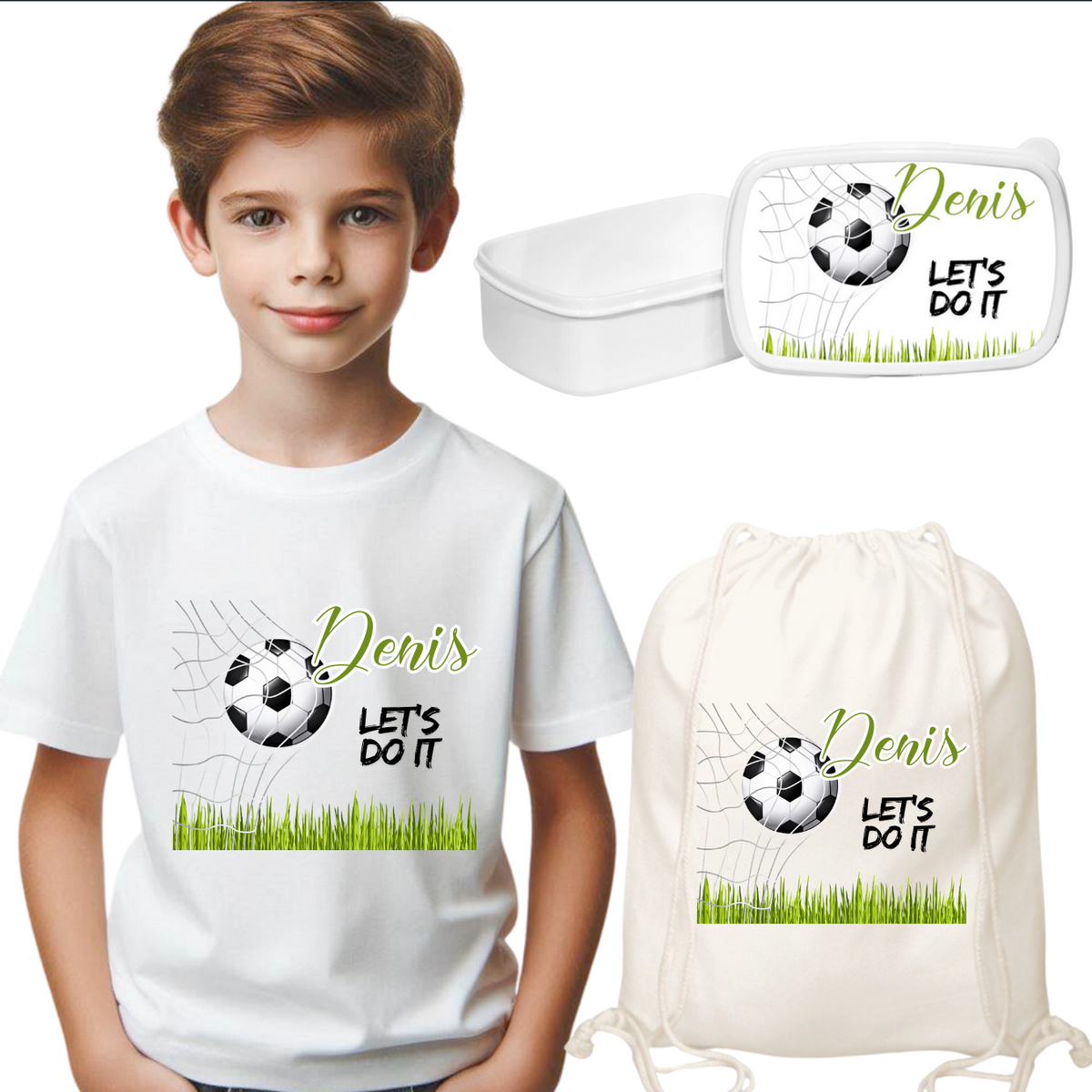 Set promotional Back to school prima zi de gradinita scoala din bumbac  fotbal ABF343