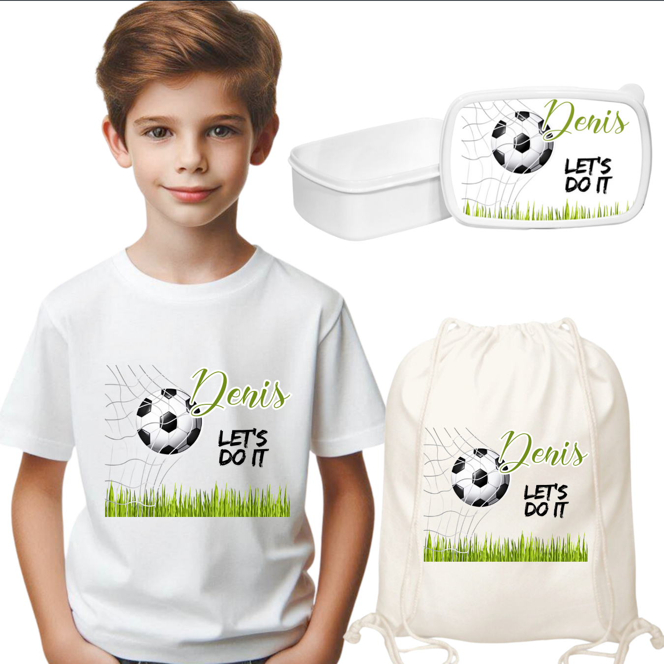 Set promotional Back to school prima zi de gradinita scoala din bumbac  fotbal ABF343
