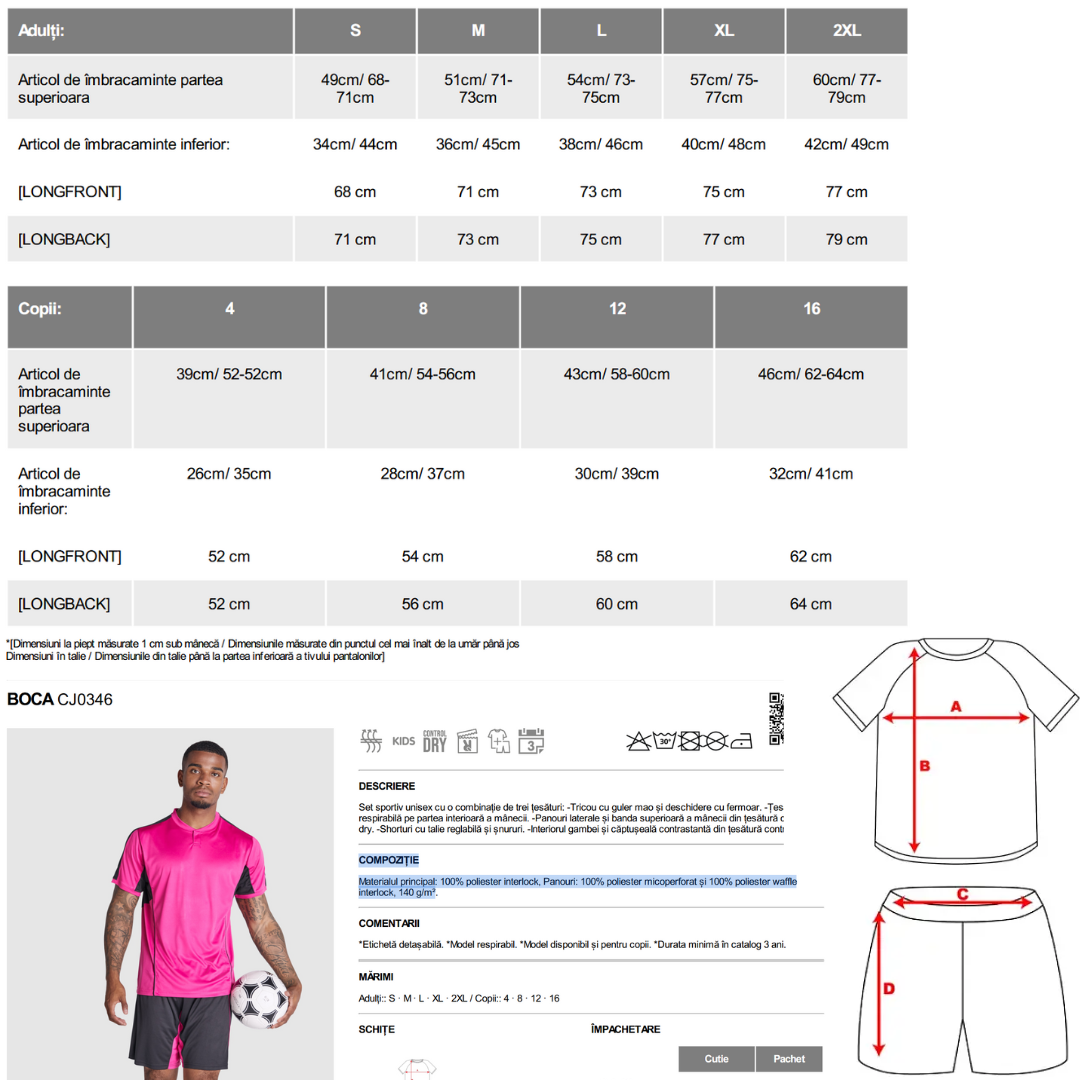Set sportiv unisex format din tricou si pantaloni Fotbal cu nume si numar la alegere pentru Suporteri și Jucatori