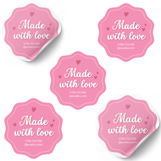 Set stickere etichete autoadezive personalizate  Made with love