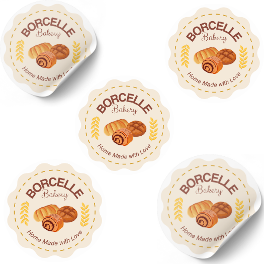 Set stickere etichete autoadezive personalizate  pentru patiserica sau cofetaria ta