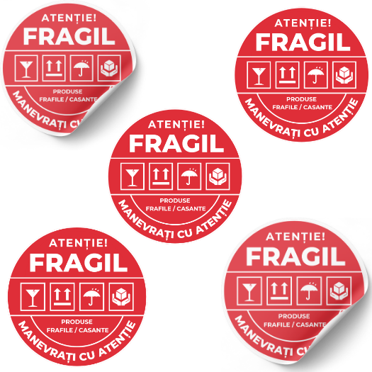 Set stickere etichete autoadezive personalizate  Atentie produse fragile
