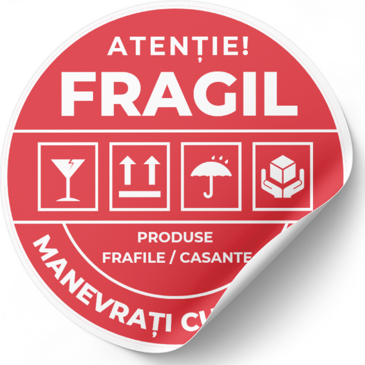 Set stickere etichete autoadezive personalizate  Atentie produse fragile
