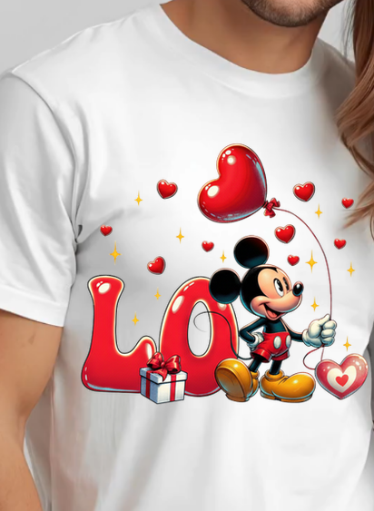 Set tricouri pentru cuplu personalizate cu imprimeu – Minnie & Mickey | Valentine’s Day ❤️