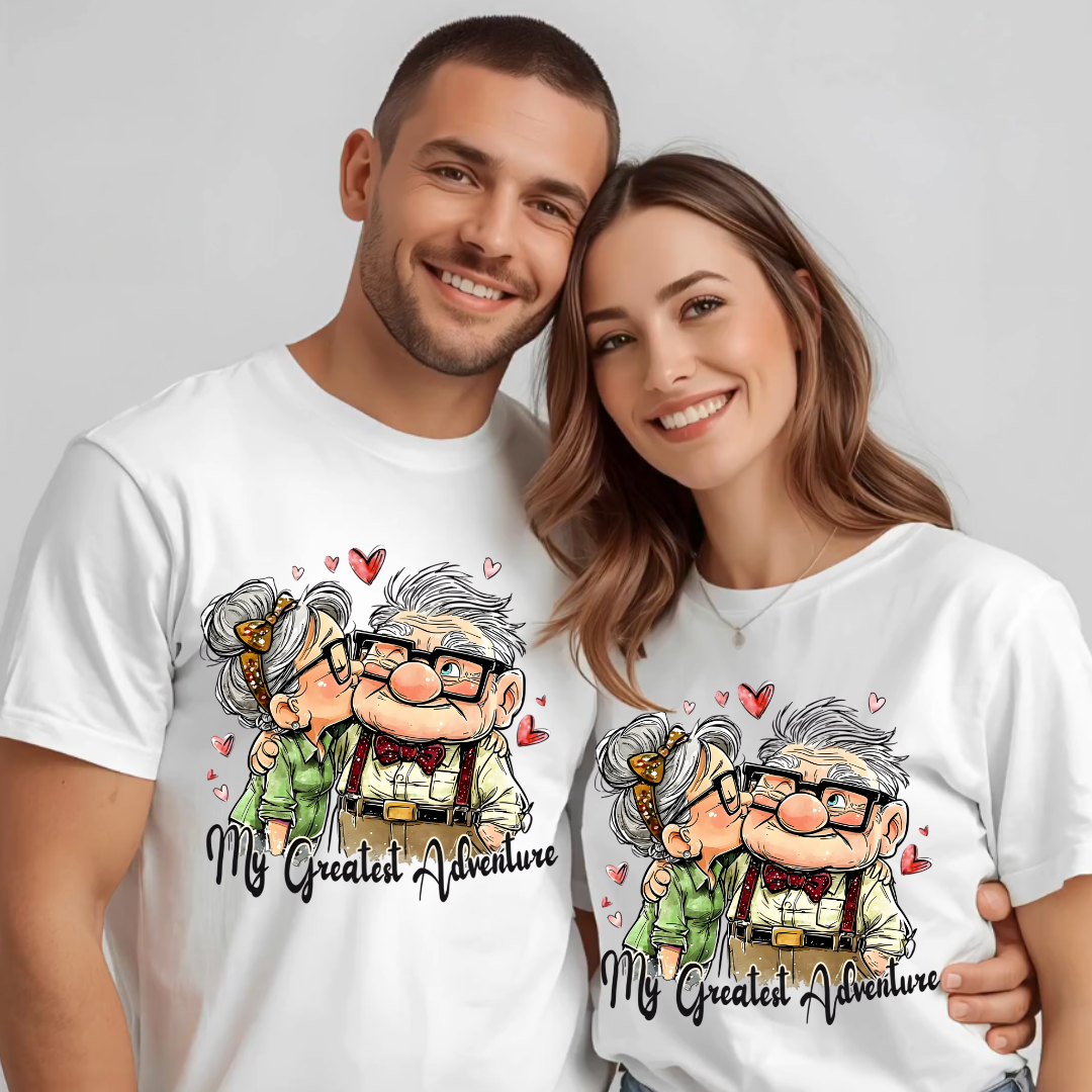 Set tricouri pentru cuplu personalizate cu imprimeu My Greatest Adventure| Valentine’s Day ❤️