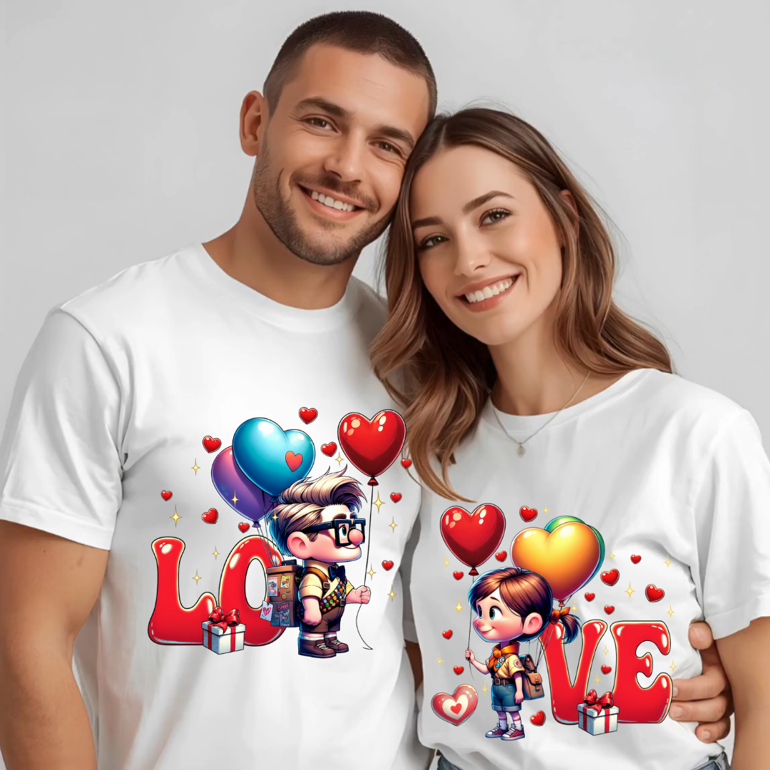 Set tricouri pentru cuplu personalizate cu imprimeu – Minnie & Mickey | Valentine’s Day ❤️