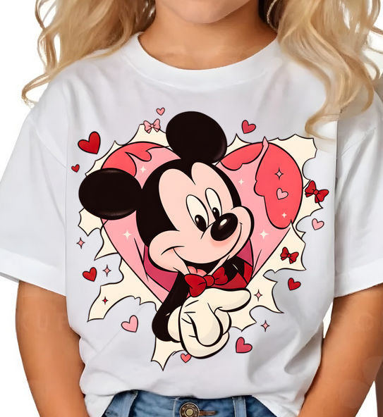 Tricou personalizat pe ambele fete cu imprimeu MInnie si Mickey Valentine’s Day ❤️
