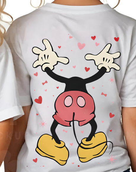 Tricou personalizat pe ambele fete cu imprimeu MInnie si Mickey Valentine’s Day ❤️