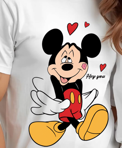 Set tricouri pentru cuplu personalizate cu imprimeu – Minnie & Mickey | Valentine’s Day ❤️