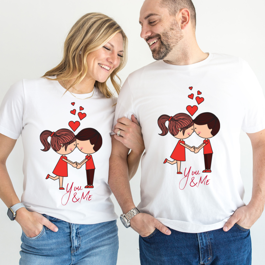 Set tricouri pentru cuplu personalizate Valentines Day VD2410 You & Me