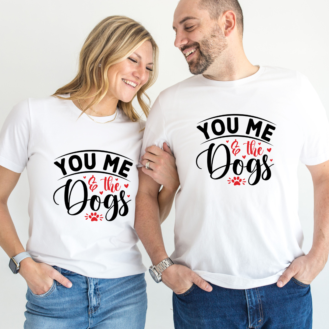 Set tricouri pentru cuplu personalizate Valentines Day VD2437 You Me & the Dogs