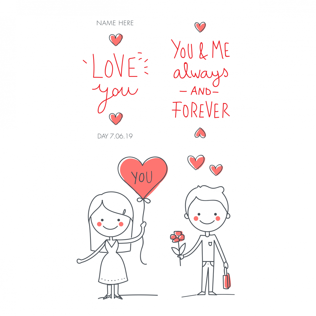 Set tricouri pentru cuplu personalizate Valentines Day VD2444 You and me forever