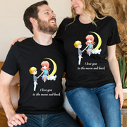 Set tricouri pentru cuplu personalizate Valentines Day VD2445 I love you  to the moon and back