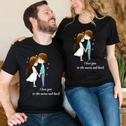 Set tricouri pentru cuplu personalizate Valentines Day VD2446 I love you  to the moon and back