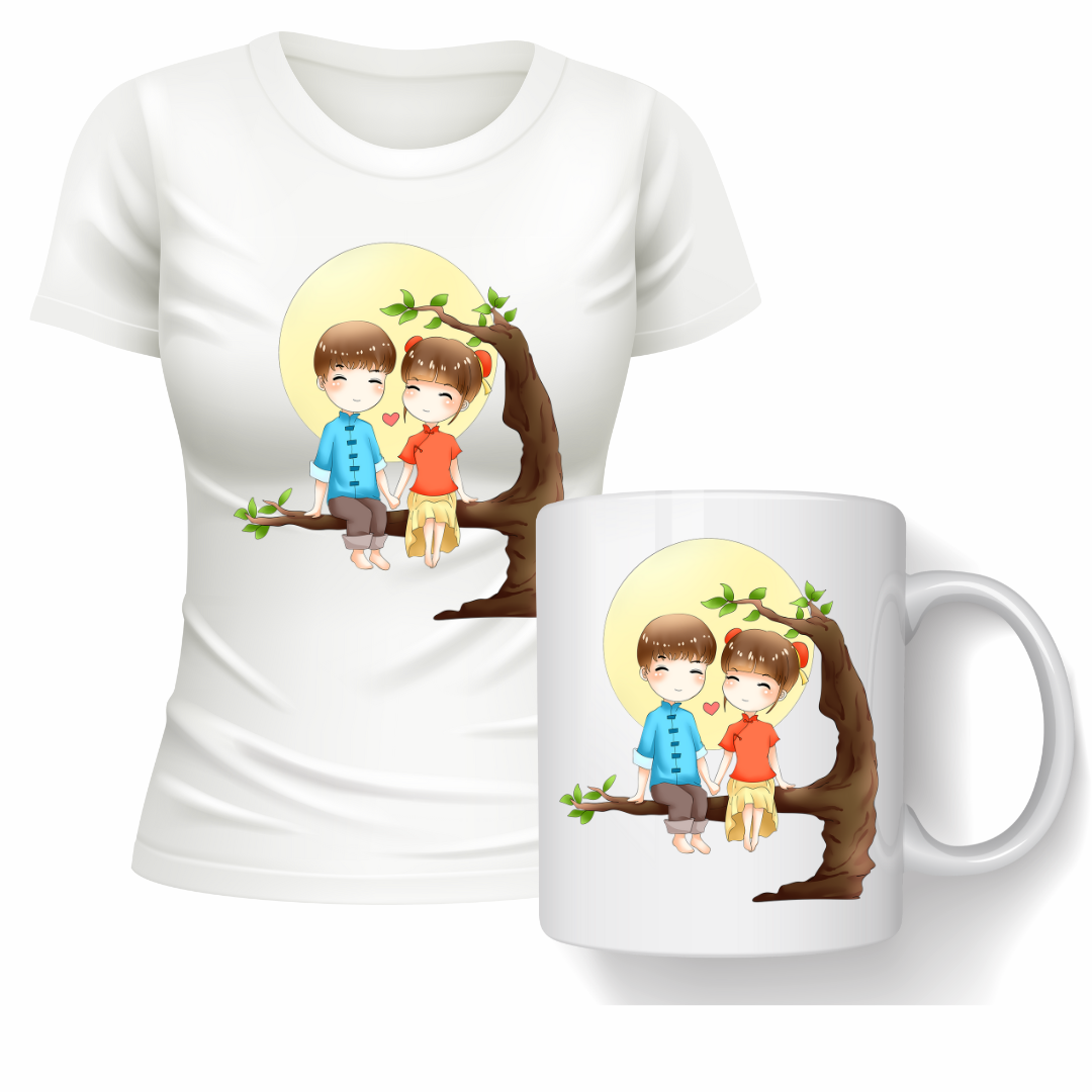 Set tricouri pentru cuplu personalizate Valentines Day VD2449 I love you