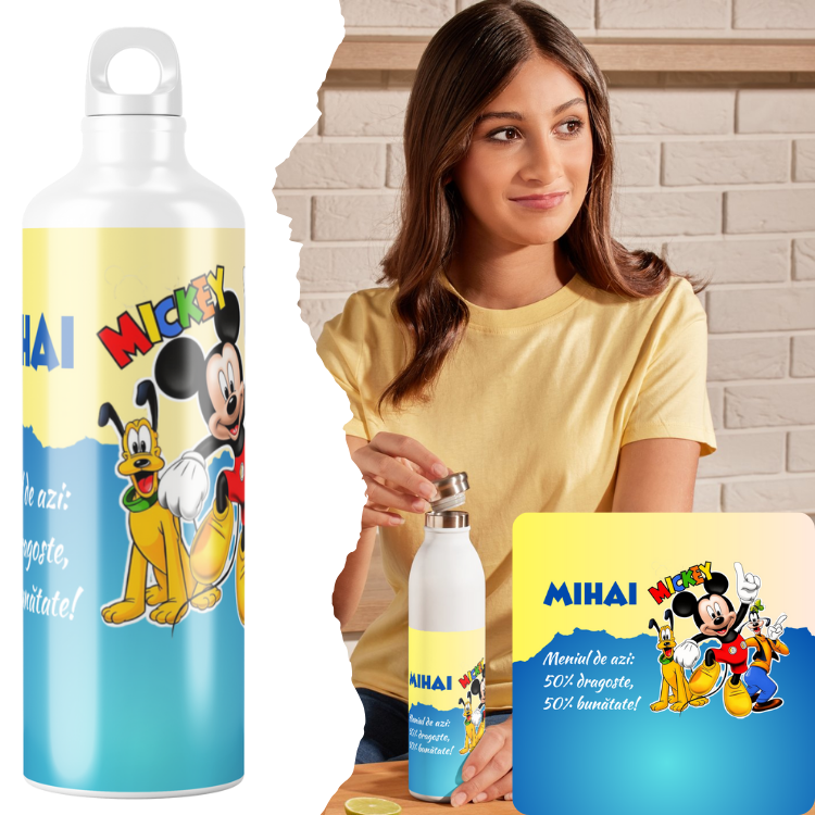 Sticla personalizata de apa  cu personaj și nume
