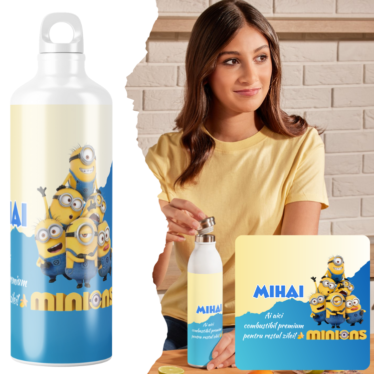 Sticla personalizata de apa  cu personaj și nume