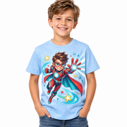 Tricou bleu pentru băieți cu supererou original – imagine 1