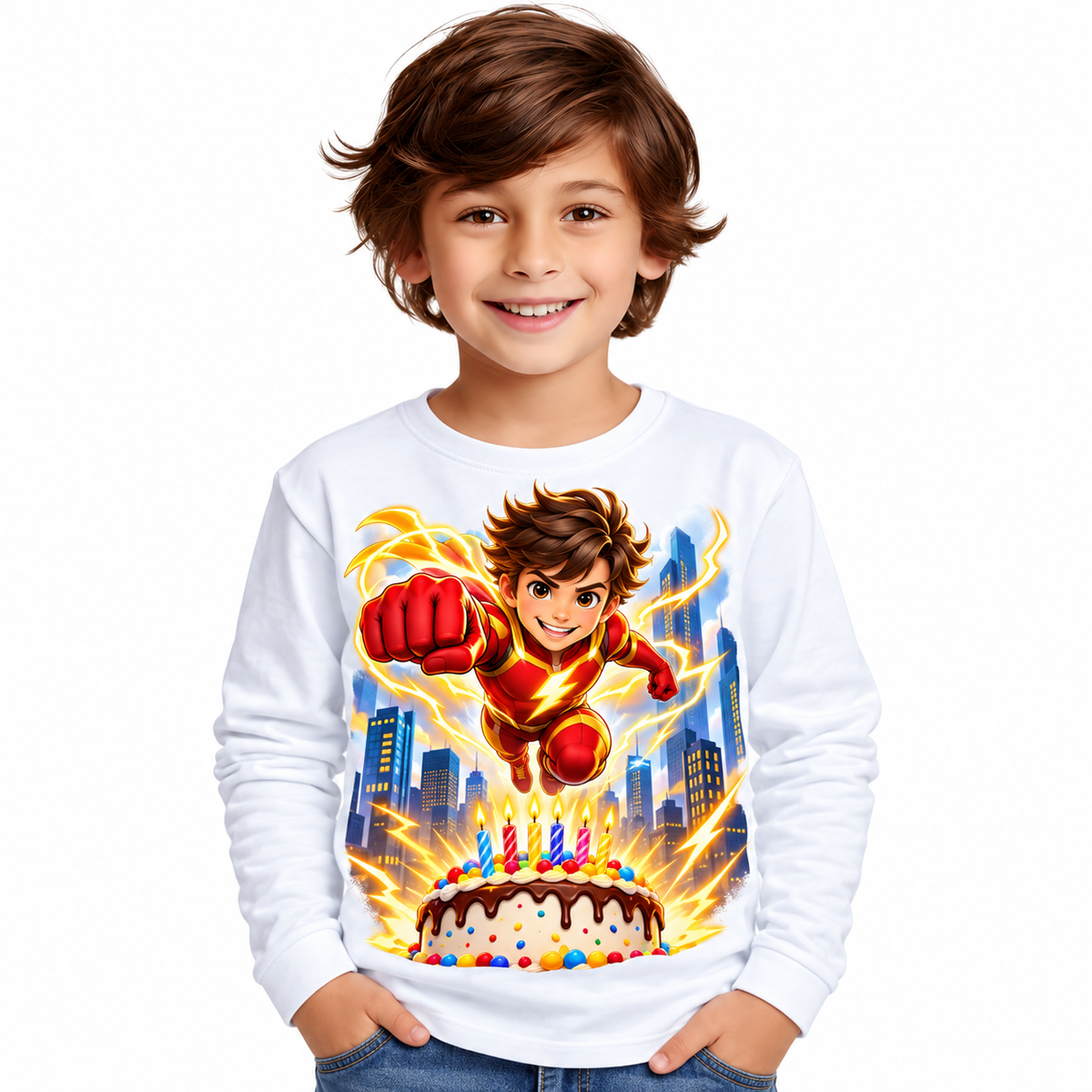 Tricou aniversar personalizat – Micul Supererou Fulger – imagine 1
