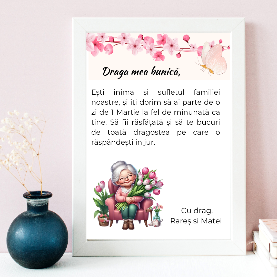 Tablou Personalizat Ziua Mamei 8 martie  pentru mama, bunica, nasa TP1023