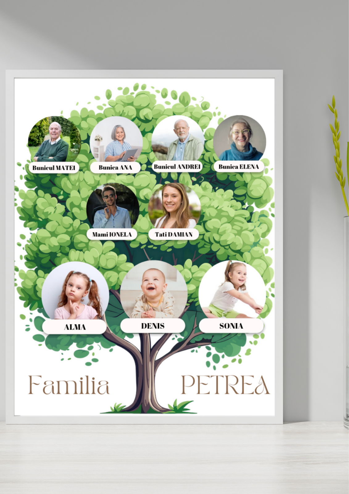 Tablou personalizat Colaj foto arbore genealogic- Cadoul ideal pentru familie TA4_P213 Happy Family