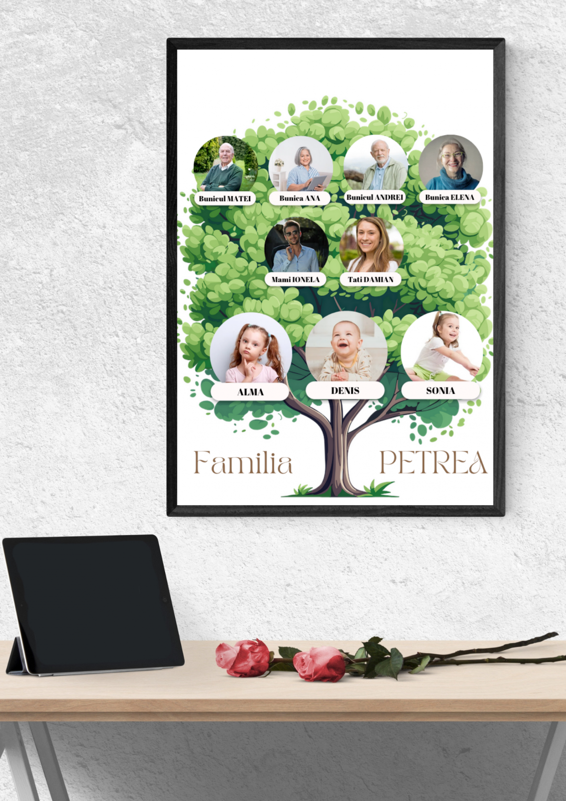 Tablou personalizat Colaj foto arbore genealogic- Cadoul ideal pentru familie TA4_P213 Happy Family
