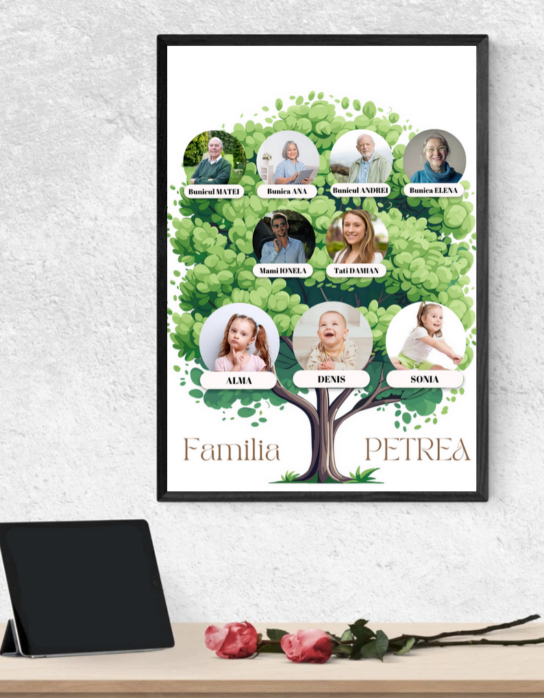 Tablou personalizat Colaj foto arbore genealogic- Cadoul ideal pentru familie TA4_P213 Happy Family