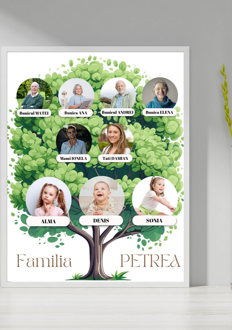 Tablou personalizat Colaj foto arbore genealogic- Cadoul ideal pentru familie TA4_P213 Happy Family