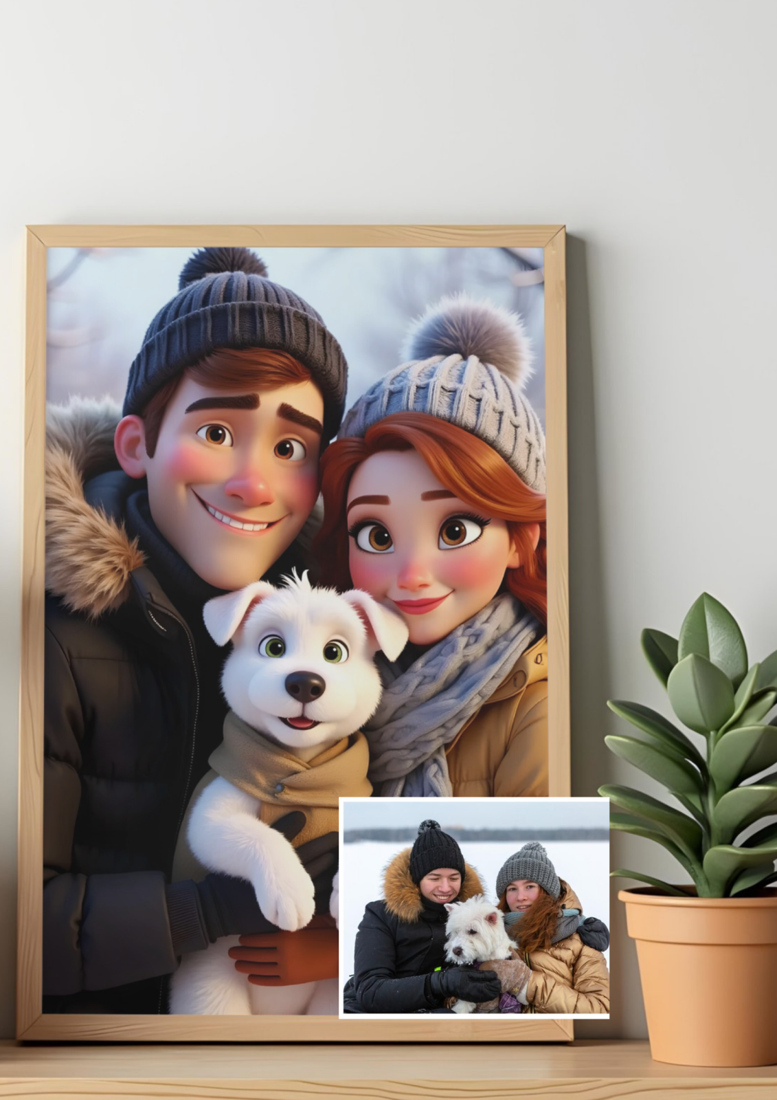 Povestea noastră în stil cartoon 3D Portret cartoon de cuplu, personalizat din fotografie - Cadoul ideal pentru familie