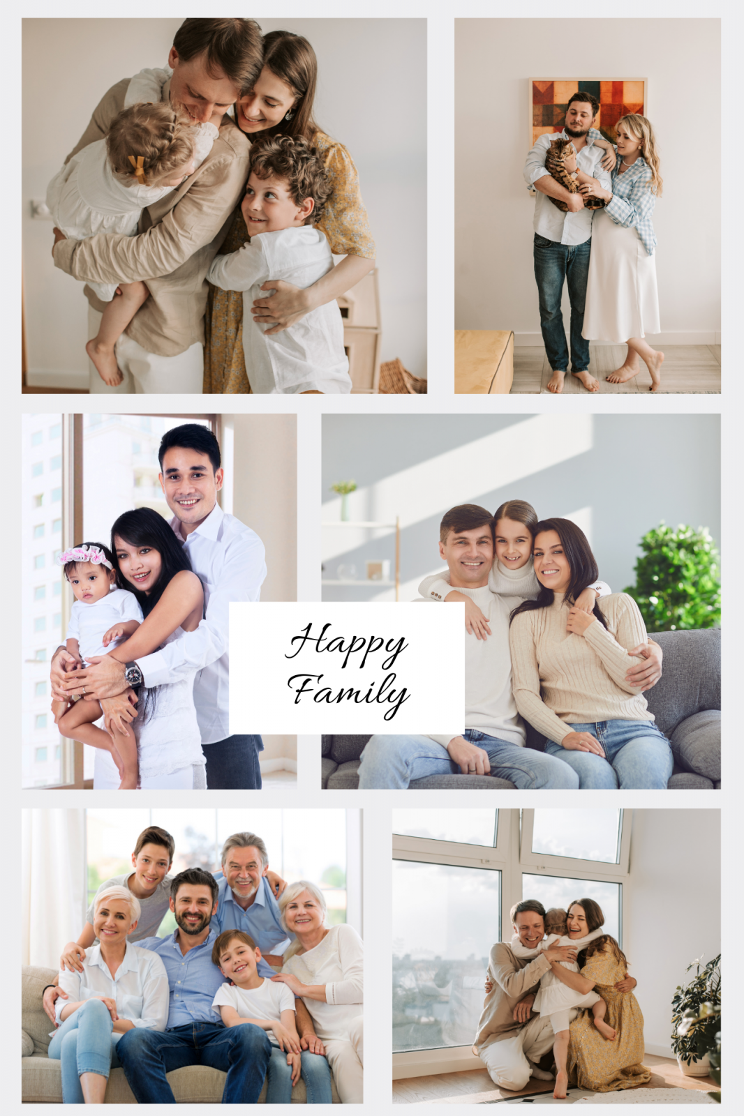 Tablou personalizat cu 6 poze de familie - Cadoul ideal pentru familie TA4_P8 Happy Family