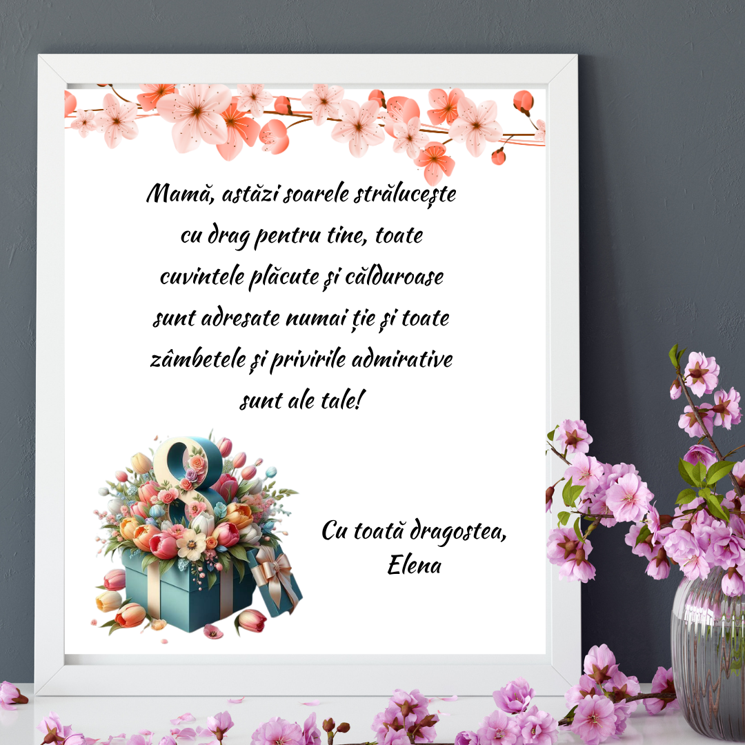 Tablou Personalizat Ziua Mamei 8 martie  pentru mama, bunica, nasa TP1025