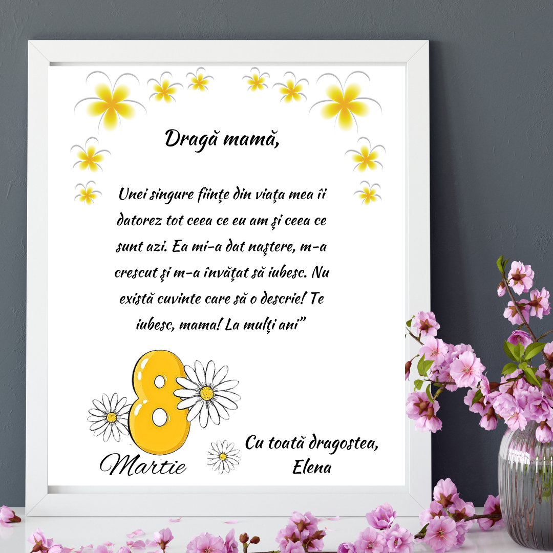 Tablou Personalizat Ziua Mamei 8 martie  pentru mama, bunica, nasa TP1026
