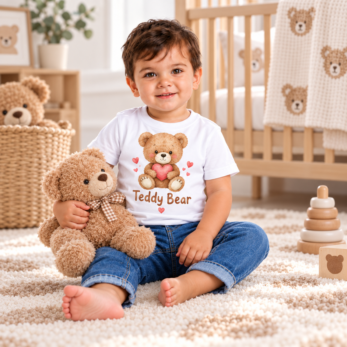 Body sau tricou personalizat pentru bebeluși Teddy Bear – imagine ambient
