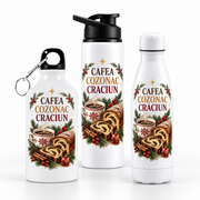 Termos personalizat de Crăciun – Cafea, Cozonac și Crăciun – modele disponibile pe fundal alb