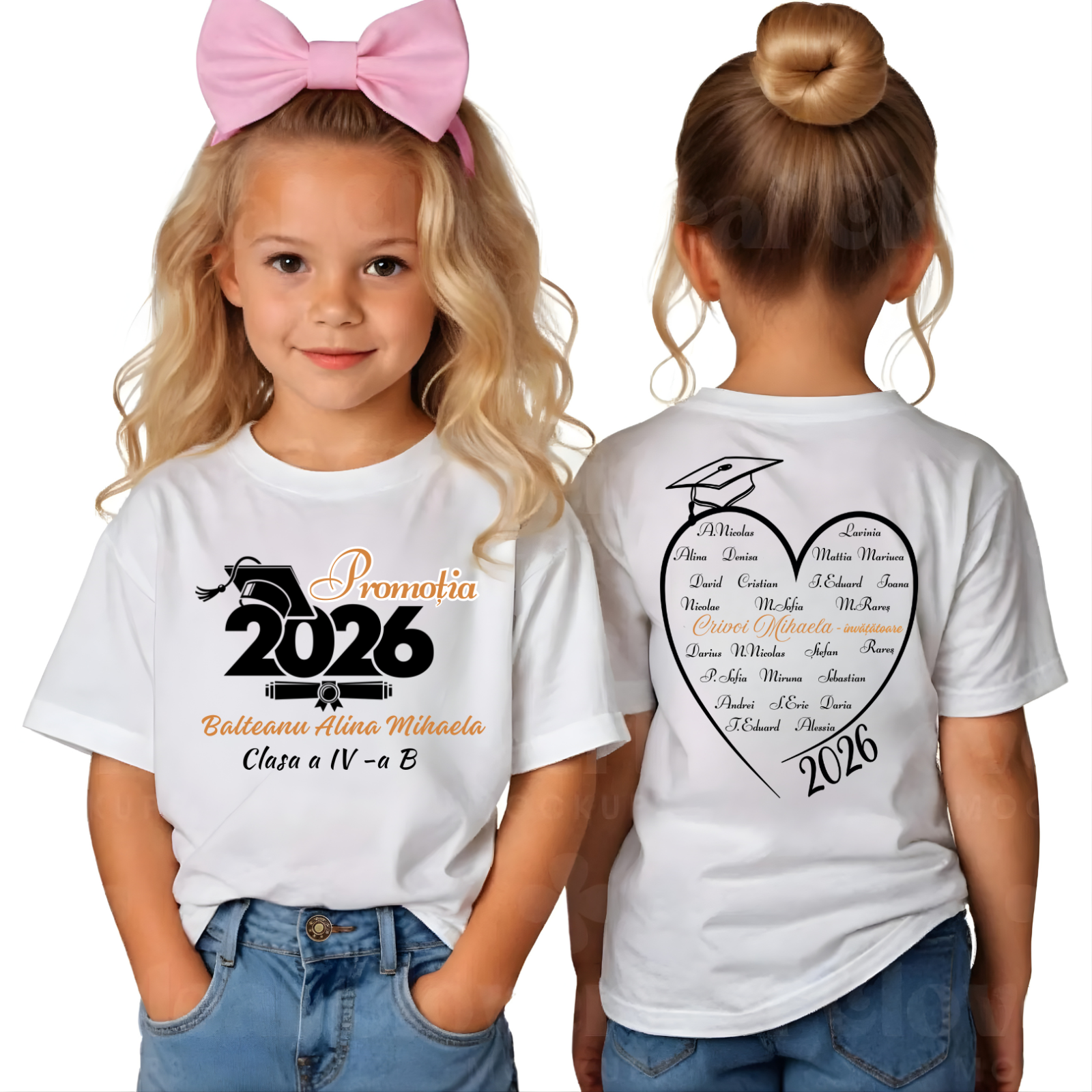 Tricou Absolvire An Școlar cu Tocă – Bumbac 100% Personalizat pentru Copii și Profesori