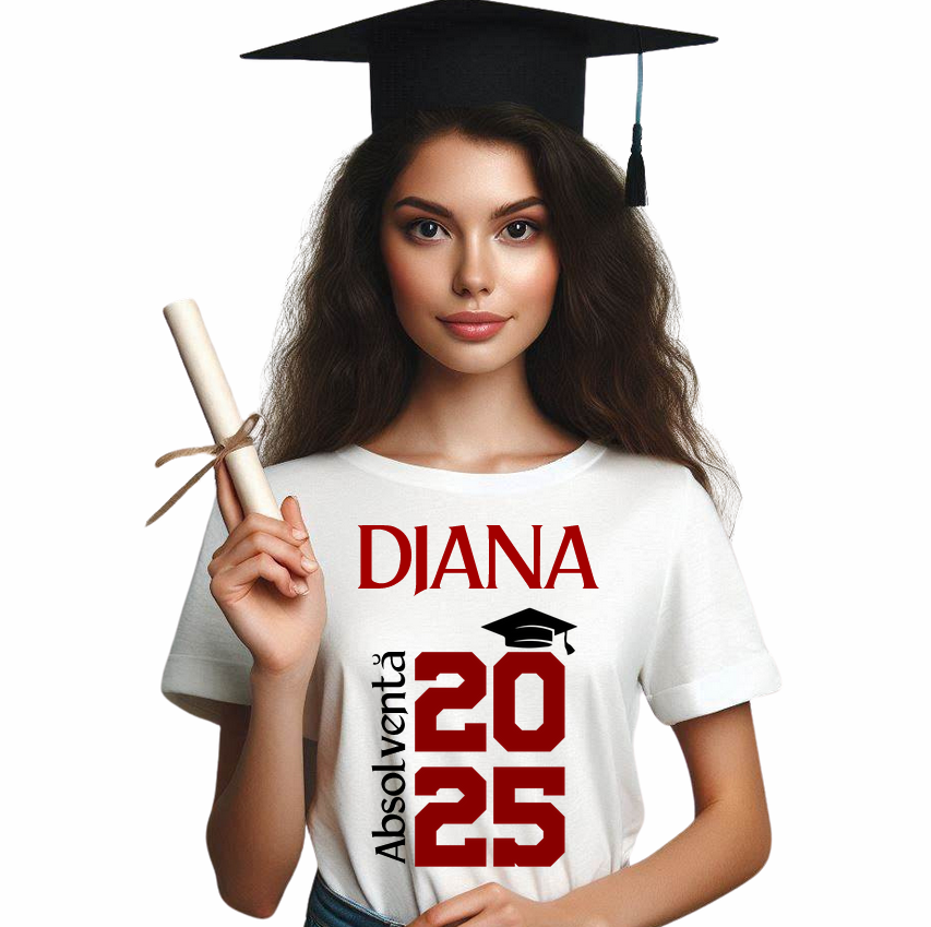 Tricou absolvire personalizat pentru elevi liceu sau  gimnaziala cu toca ABS1131