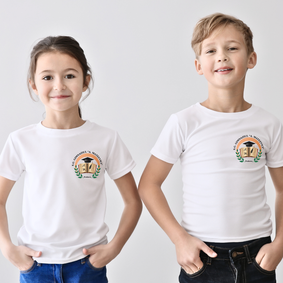 Tricou scoala cu emblema si sigla scolii pentru elevi ABS10913