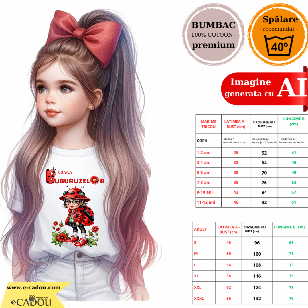 Tricou Clasa buburuzelor  elevi clasa 4 sau gradinita  ABS1068.1