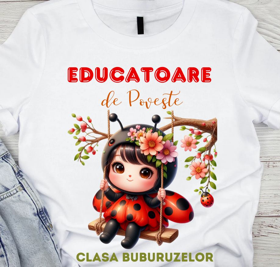Tricou absolvire elevi clasa 4 sau gradinita Clasa buburuzelor cu text sau poze ABS1071