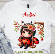Tricou absolvire elevi clasa 4 sau gradinita Clasa buburuzelor cu text sau poze ABS1071