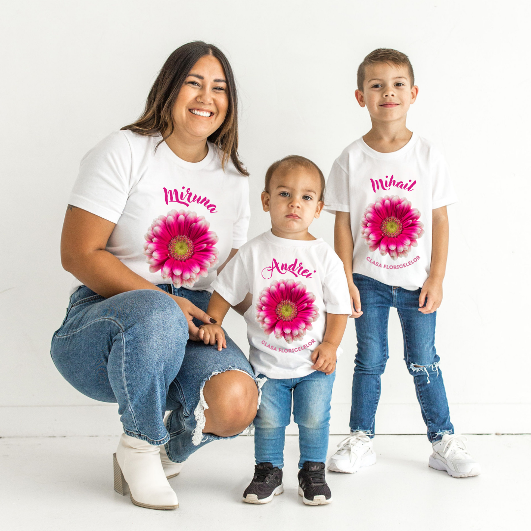 Tricou absolvire elevi clasa 4 sau gradinita Clasa Floricelelor cu text sau poze ABS1050