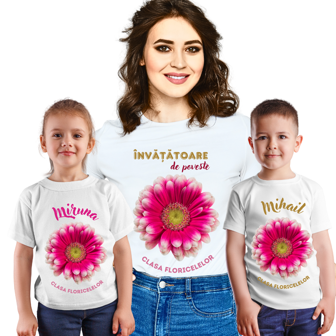 Tricou absolvire elevi clasa 4 sau gradinita Clasa Floricelelor cu text sau poze ABS1050