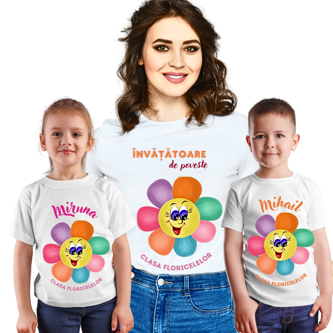 Tricou absolvire elevi clasa 4 sau gradinita Clasa Floricelelor cu text sau poze ABS1051