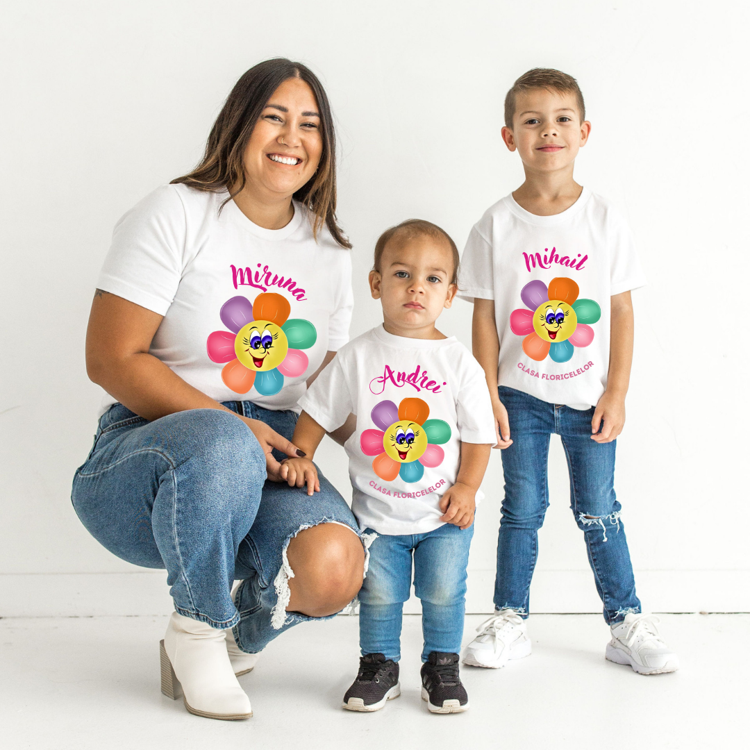 Tricou absolvire elevi clasa 4 sau gradinita Clasa Floricelelor cu text sau poze ABS1051