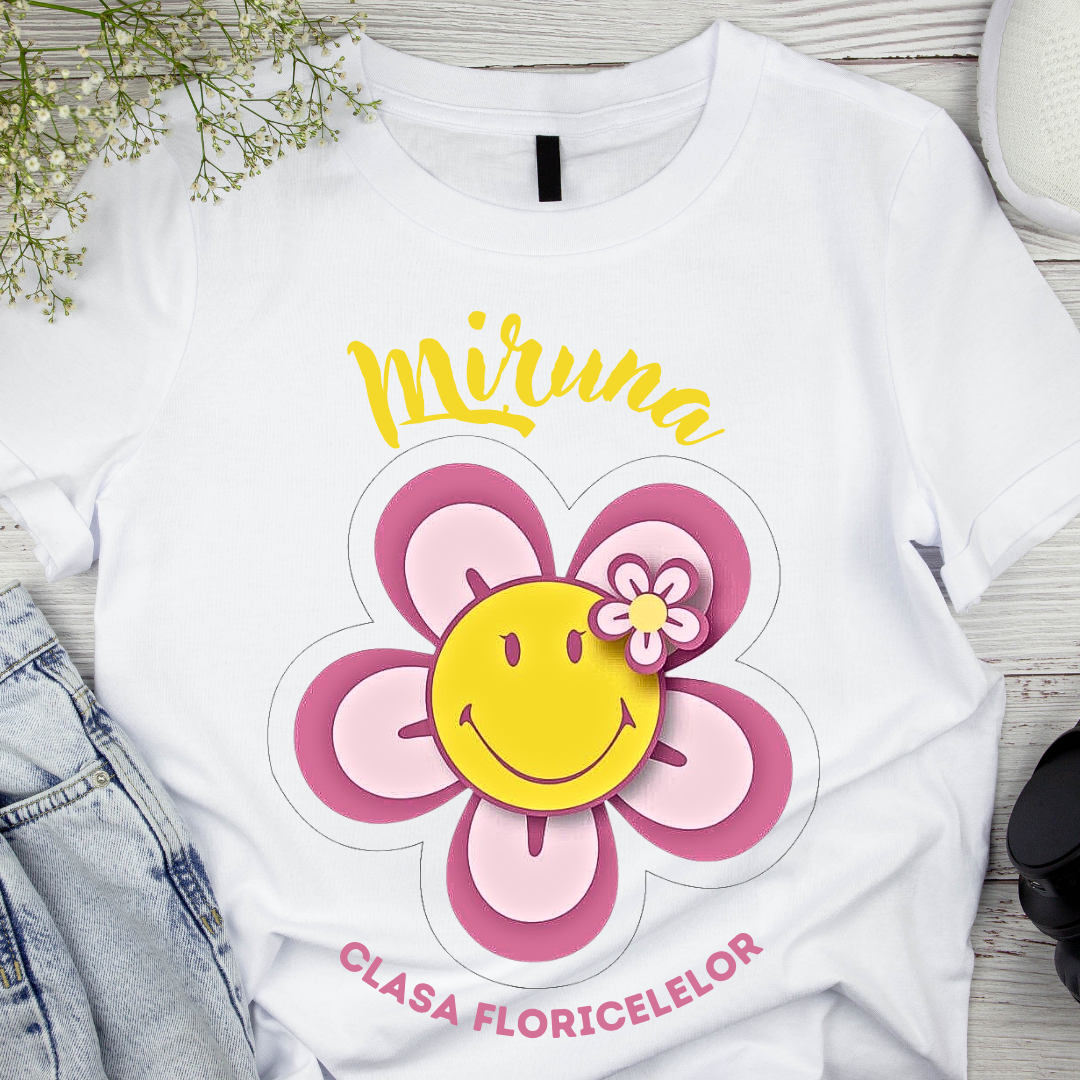 Tricou absolvire elevi clasa 4 sau gradinita Clasa Floricelelor cu text sau poze ABS1052