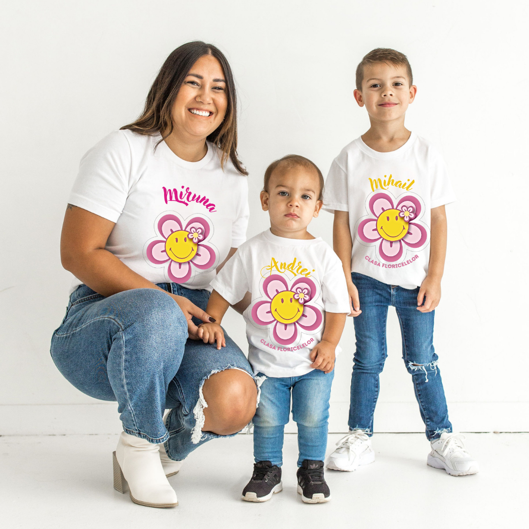 Tricou absolvire elevi clasa 4 sau gradinita Clasa Floricelelor cu text sau poze ABS1052