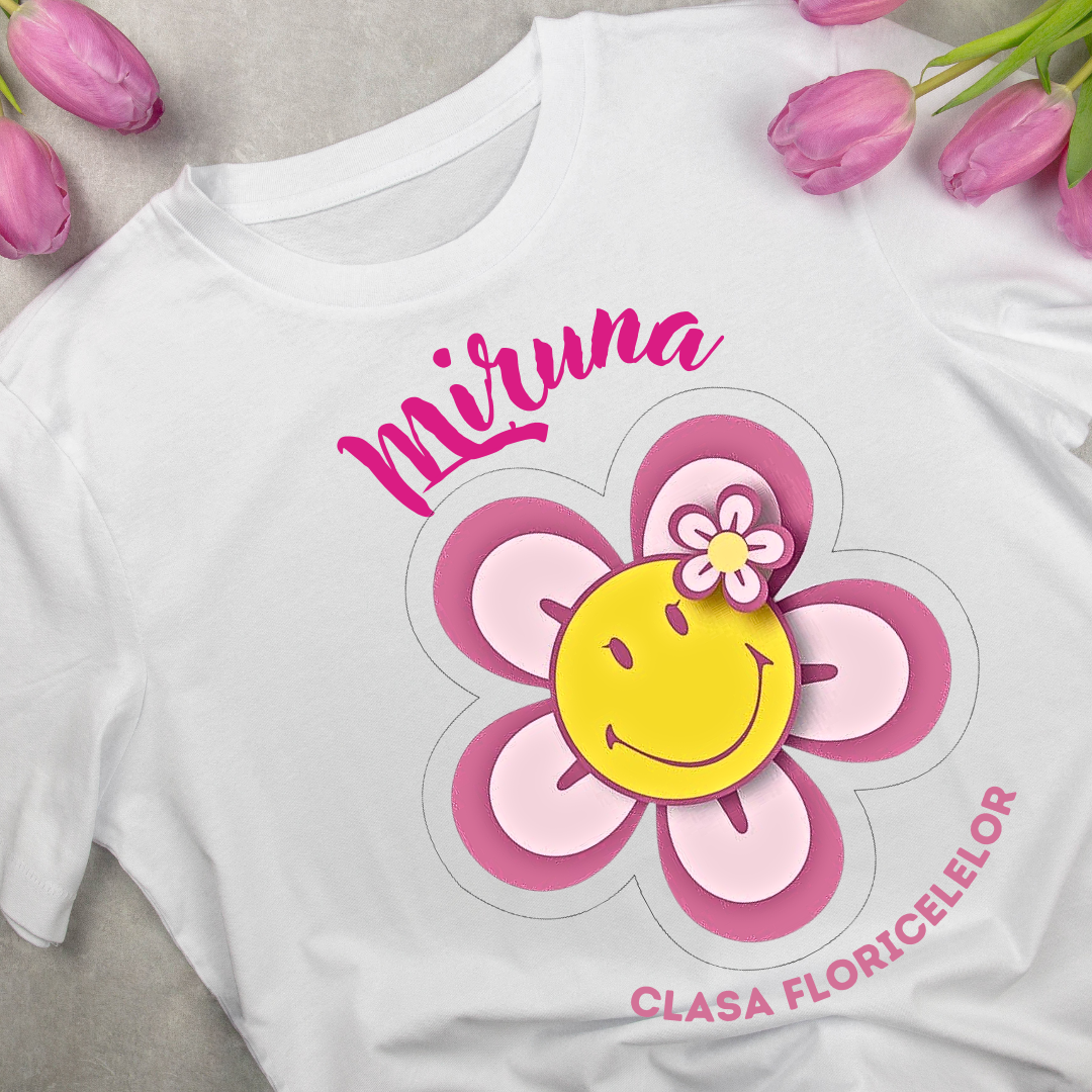 Tricou absolvire elevi clasa 4 sau gradinita Clasa Floricelelor cu text sau poze ABS1052