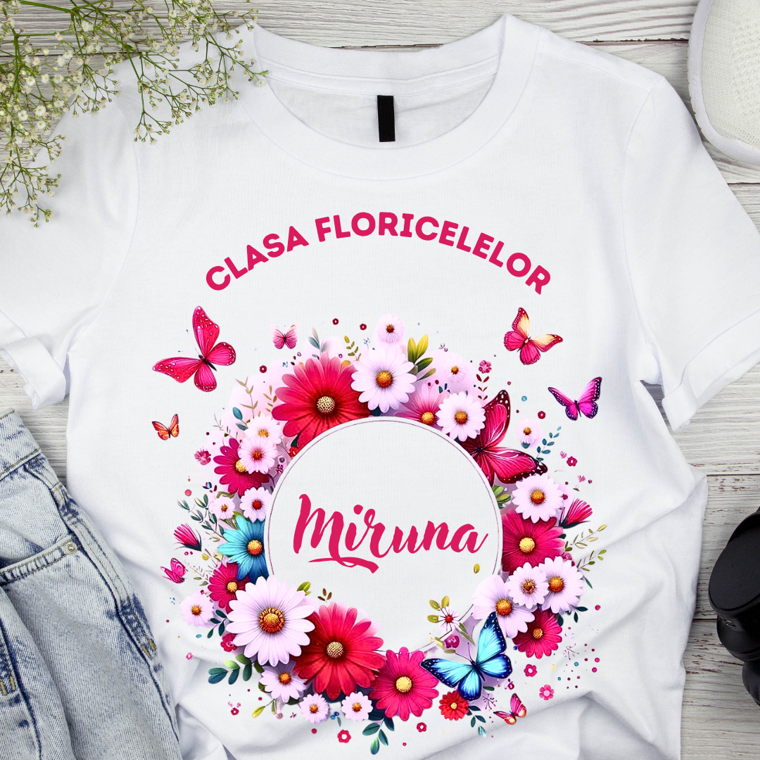 Tricou absolvire elevi clasa 4 sau gradinita Clasa Floricelelor cu text sau poze ABS1053