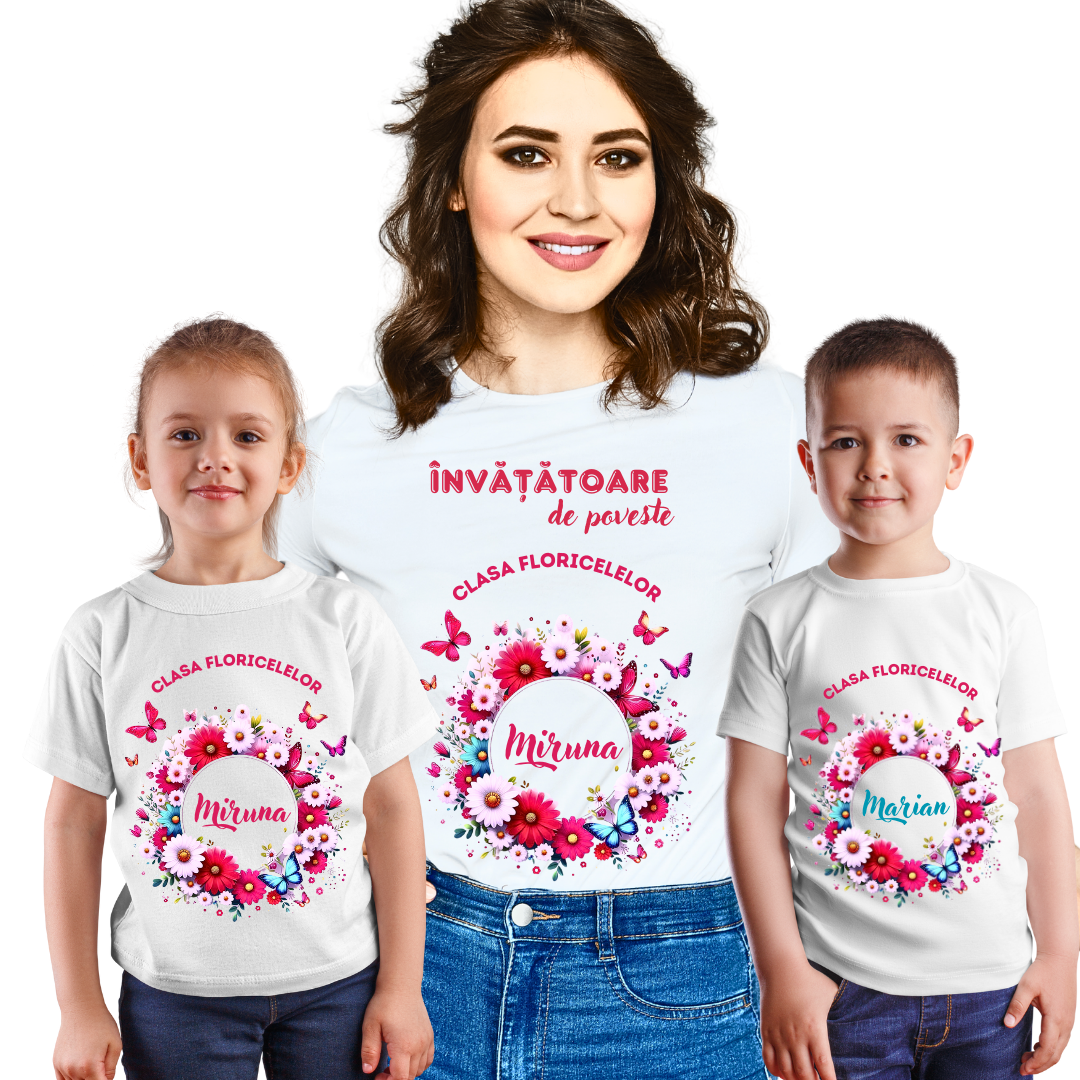 Tricou absolvire elevi clasa 4 sau gradinita Clasa Floricelelor cu text sau poze ABS1053